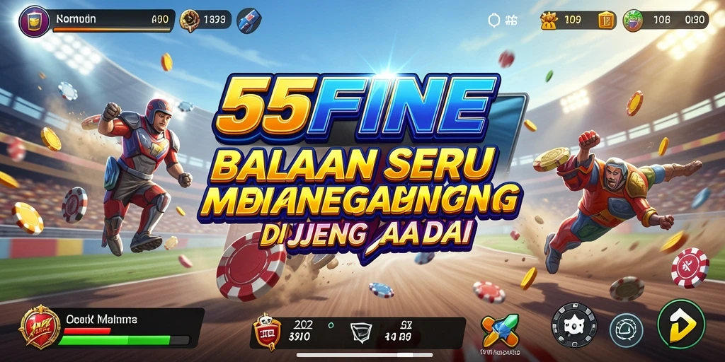 Tampilan seru dari gameplay balapan di 55FIVE dengan mobil berkecepatan tinggi.