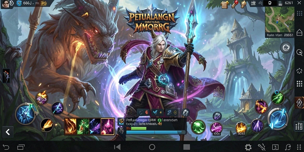 Tangkapan layar menampilkan pertarungan mendebarkan dalam game MMORPG 666J.