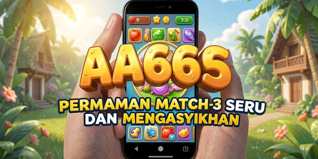 Tampilan permainan Match-3 yang berwarna-warni dan menarik.
