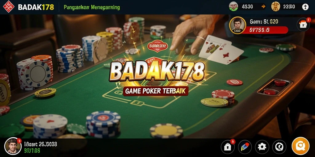 Tampilan gameplay Poker yang seru dan menarik di BADAK178.