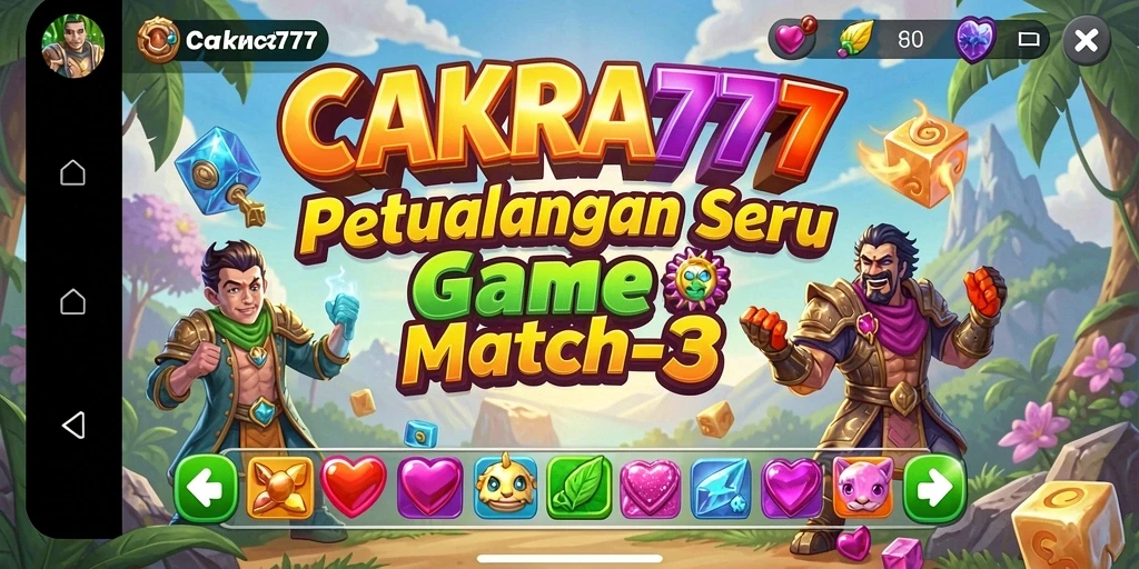 Screenshot gameplay CAKRA777 yang menampilkan keseruan Match-3.