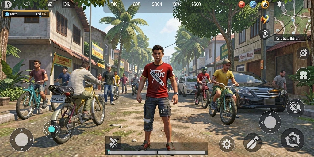 Gameplay DKK menunjukkan interaksi karakter dan lingkungan yang vibrant.