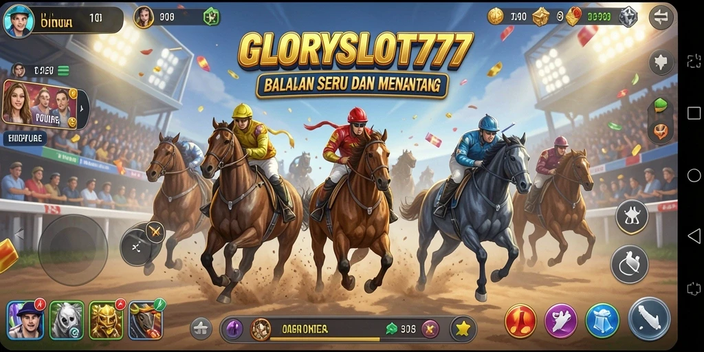 Screenshot gameplay GLORYSLOT777 yang menegangkan saat balapan.