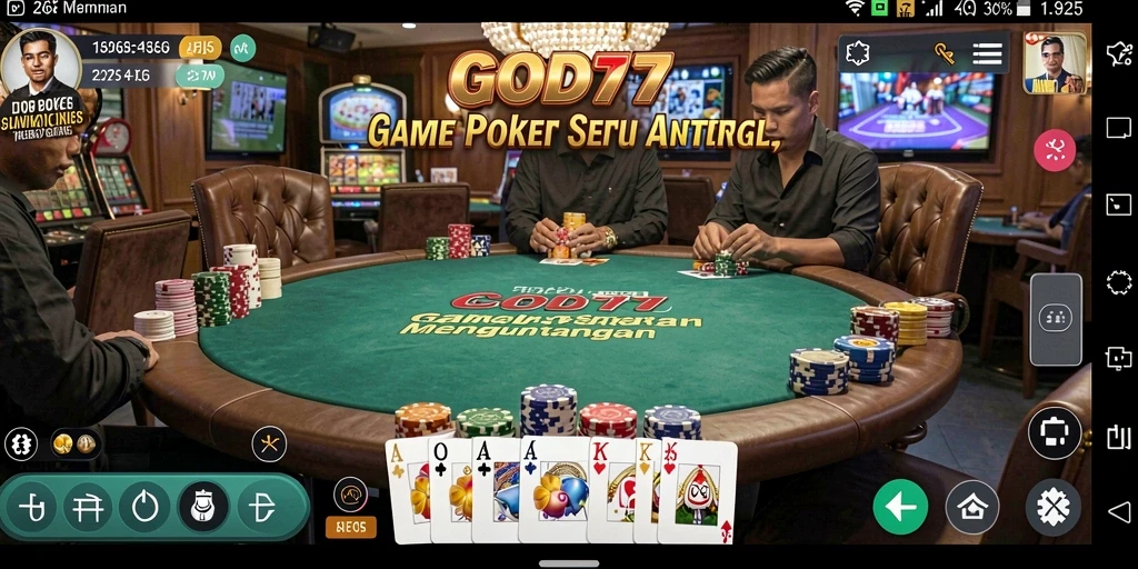 Tampilan gameplay Poker di aplikasi GOD77 yang menarik.