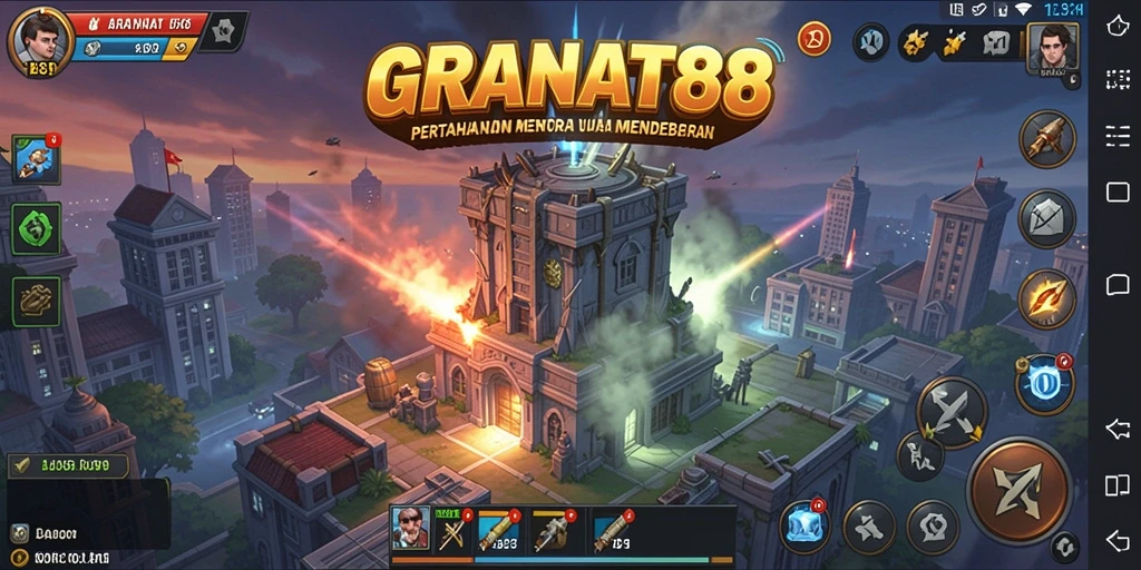 Tampilan gameplay menara pertahanan yang intens dan strategis.