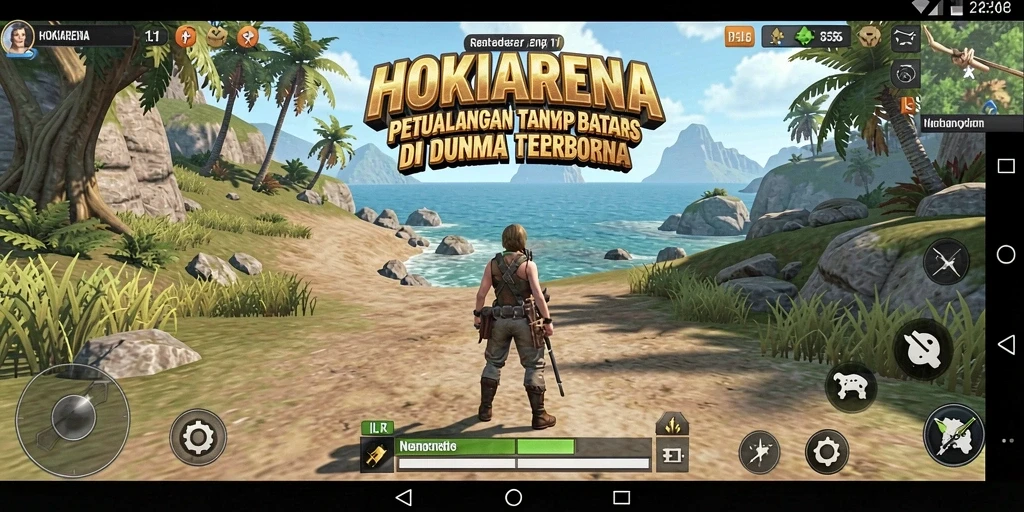 Tangkapan layar menunjukkan eksplorasi mendalam di dunia terbuka HOKIARENA.