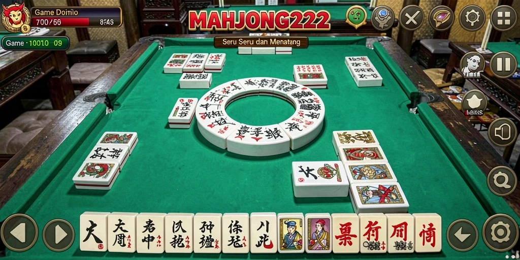 Tampilan gameplay seru di MAHJONG222, penuh strategi dan tantangan.