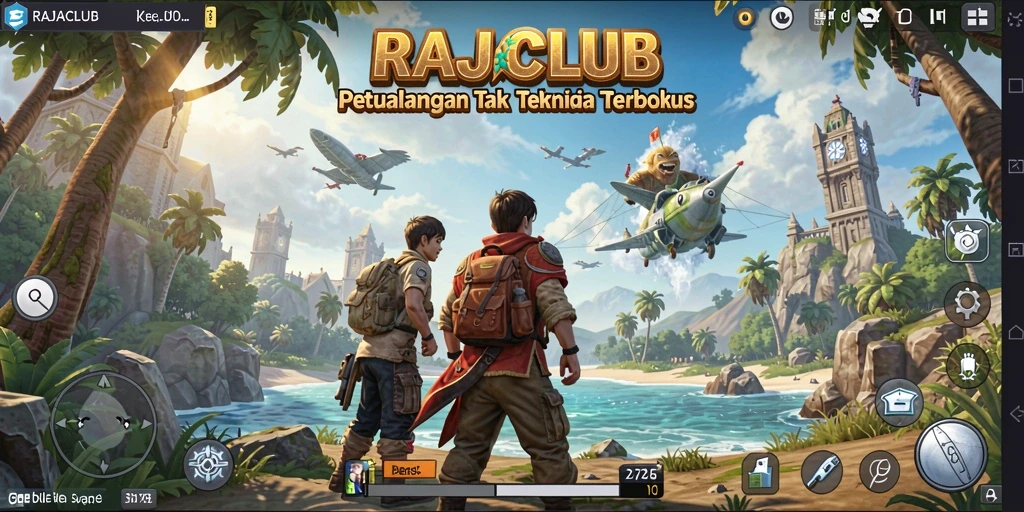 Tangkapan layar gameplay RAJACLUB menunjukkan petualangan di dunia terbuka.