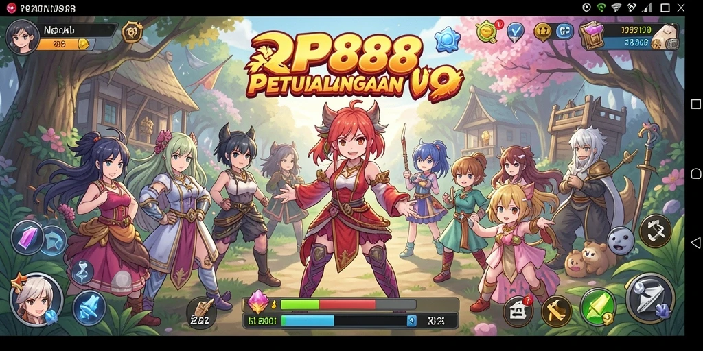 Tampilan gameplay yang dinamis dan penuh warna dalam RP888.