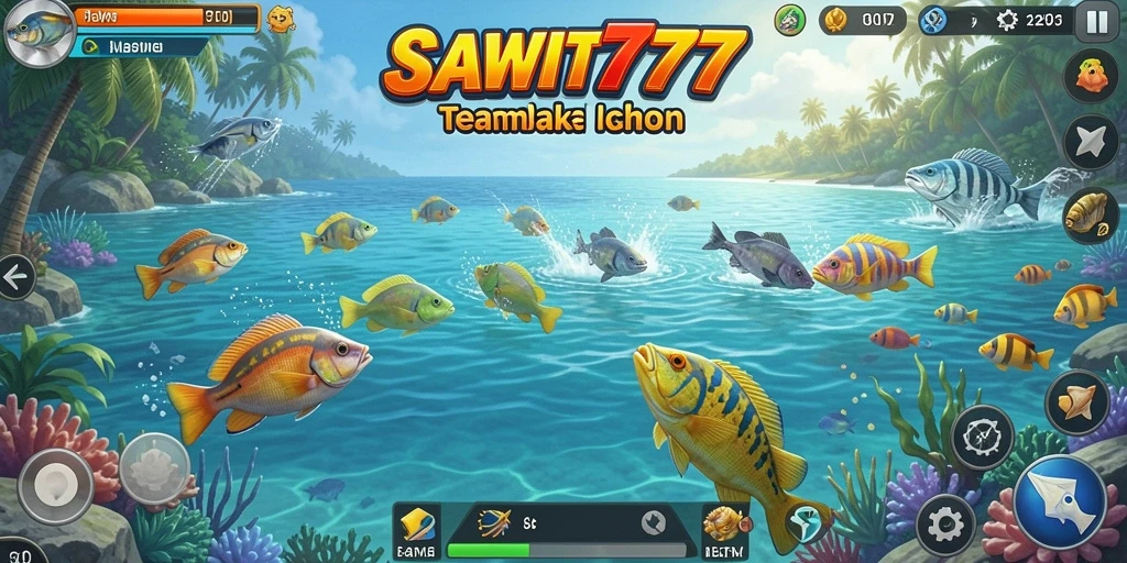 Tampilan gameplay seru dari SAWIT777 saat menembak ikan.