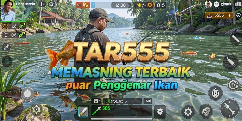 Screenshot gameplay TAR555 menampilkan pengalaman memancing yang seru.